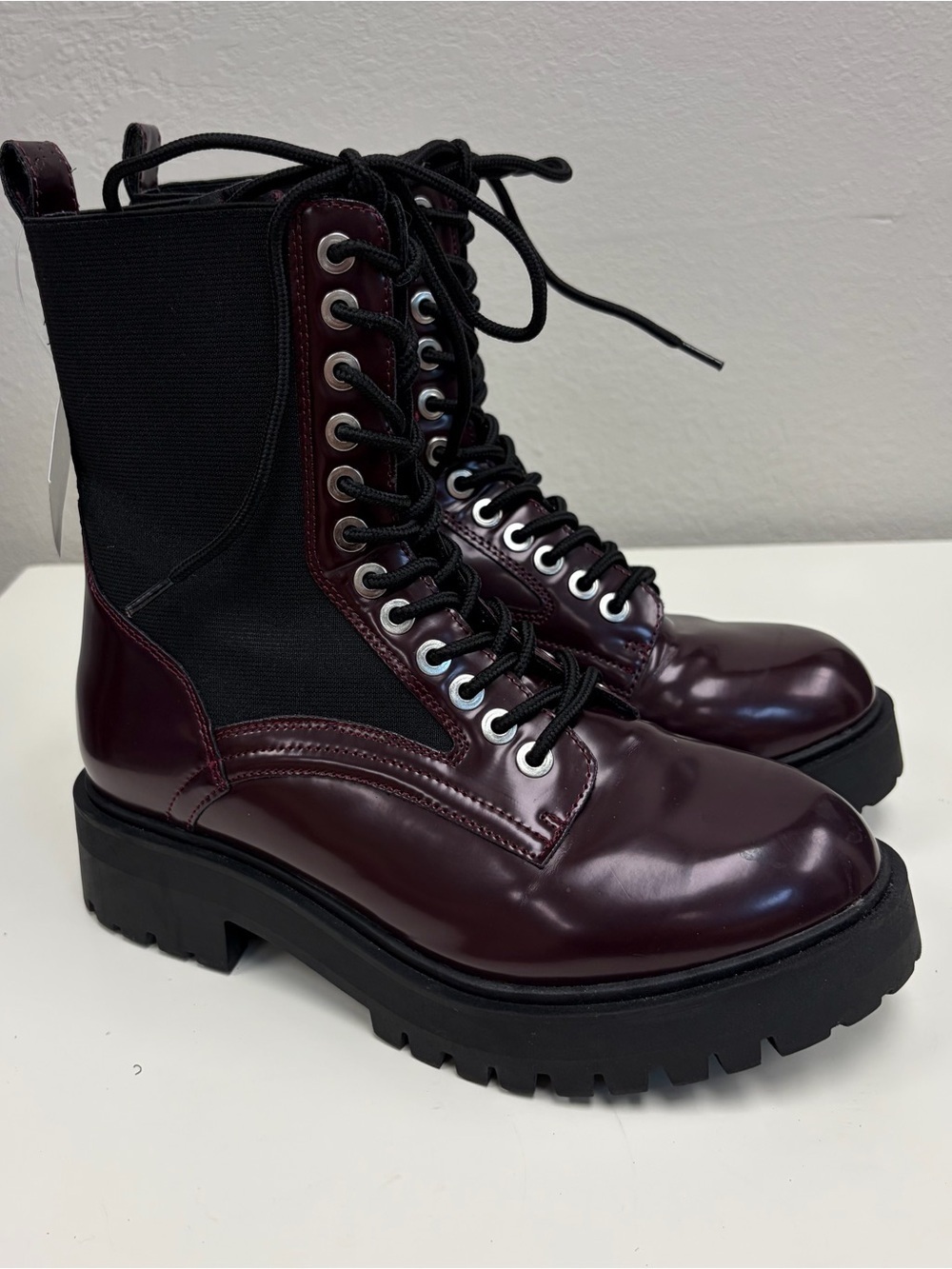 Torrid Burgundy Lace-Up Chunky Platform Boots